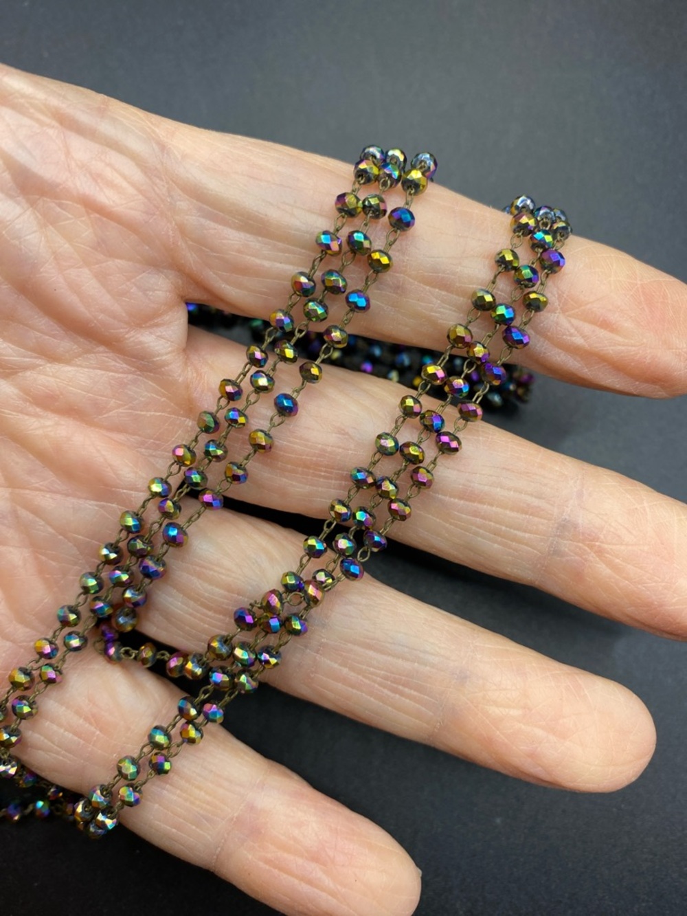 RAW & REBELLIOUS Multi-Layer Lariat Aurora Borealis Crystal Necklace - Picture 4 of 7